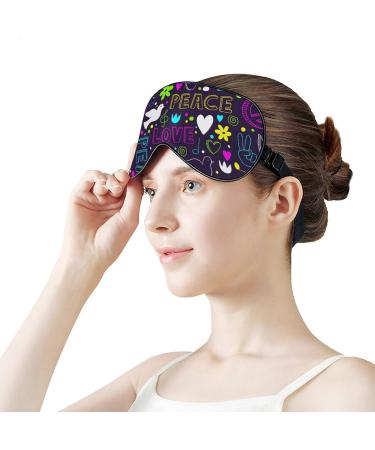 Doves Hearts Peace Signs Sleep Mask Adjustable Strap, Light Blocking Blindfold for Men and Women | Ideal for Night Travel and Naps - Buy Online on GoSupps.com