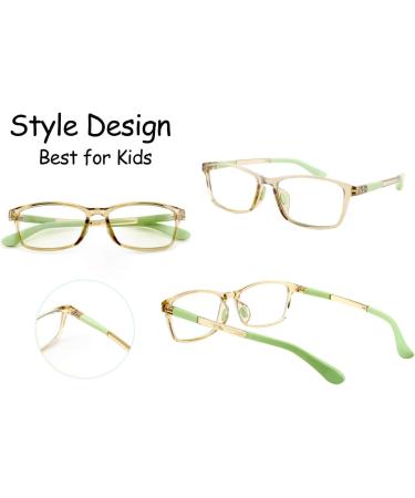 FEISEDY Kids Blue Light Blocking Glasses - Flexible Rubber Nerd Glasses for Boys & Girls (Ages 3-13) - Champagne Green B2630 - 49mm - Buy Online on GoSupps.com
