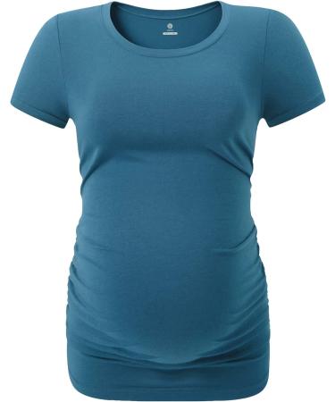 LAPASA Maternity Tops | Soft Modal Cotton Tshirts | Side Ruched | Short Sleeve Tees | Dark Green/Pink/Off White | XXL - Buy Online on GoSupps.com