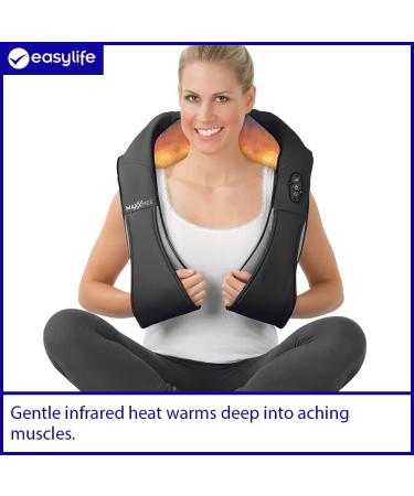 Maxxmee Shiatsu Neck & Shoulder Massage Device | Pressure Massage with Heat & Red Light | 4 Rotating Massage Balls for Muscle Relaxation | Gray/Black - Buy Online on GoSupps.com