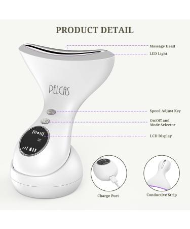 Pelcas 4-in-1 Face Massage Device - Anti-Wrinkle EMS Beauty Tool with Heat LED & Vibration for Skin Tightening & Lifting | USB Rechargeable - Buy Online on GoSupps.com