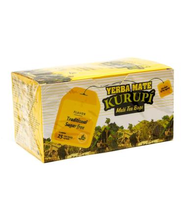 KURUPI Mate Cocido - Go t traditionnel - Sans sucre : sachets de th Yerba Mate import s du Paraguay. (Mate Cocido traditionnel sans sucre 25 sachets)