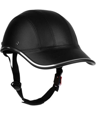 Bicycle Baseball Helmets Bike Helmet Adults- ABS Leather Cycling Safety Helmet with Adjustable Strap for Adult Men Women Black (Size: 21.6-24.4in) Black One Size
