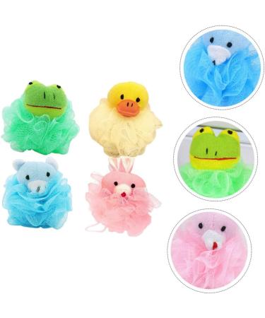 Beavorty 4Pcs Animal Shaped Bath Flower Shower Sponge Loofah - Cute Scrub Balls for Kids & Adults - Soft Bath Pouf Scrubber for Gentle Cleansing - Buy Online on GoSupps.com