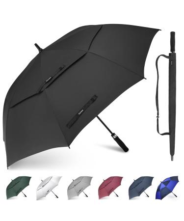 Gonex 54/62/68 Inch Extra Large Golf Umbrella, Automatic Open Travel Rain Umbrella with Windproof Water Resistant Double Canopy, Oversize Vented Umbrellas for 2-3 Men and UV Protection, Multiple Colors Black 68 inch