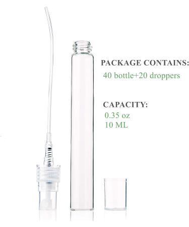 Yopay 60 Pack 10ml Mist Atomizer Glass Spray Perfume Bottles Set - Travel Size Refillable Containers for Makeup & Perfume with Droppers - Buy Online on GoSupps.com