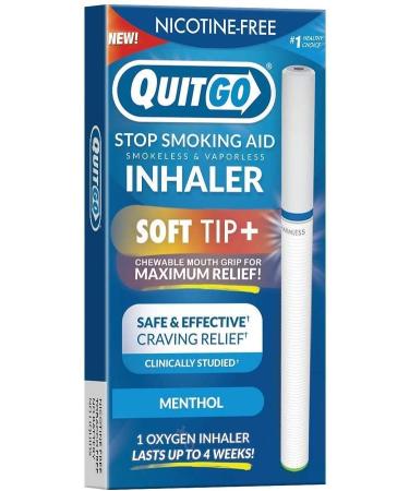 Stop Smoking, Smokeless Inhaler with Soft Tip Chewable Mouth Grip for Maximum Relief, Oral Fixation Support, Clinically Studied, Oxygen Inhaler Quit Smoking Aid (Menthol, 1 Pack)