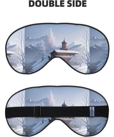 Winter Landscape Unisex Adjustable Buckle Blackout Sleep Eye Mask - Perfect for Home Travel Yoga & Naps - Buy Online on GoSupps.com