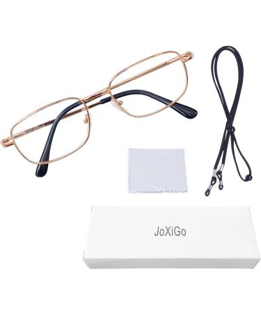 Buy Stylish Reading Glasses for Men & Women | Metal Rectangular Frame with Comfort Spring Hinge & Strap | Gold 1.5 Diopters - Shop Internationally - Buy Online on GoSupps.com
