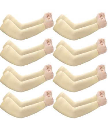 8 Pairs Elderly Skin Thin Protector Sleeves Bruise Abrasions Protective Arm Sleeve Beige