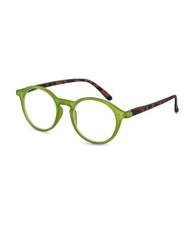 FILTRAL Round Reading Glasses/Modern Reading Aid Made of Recycled Plastic for Men & Women Green-Havana +2.50 Diopter