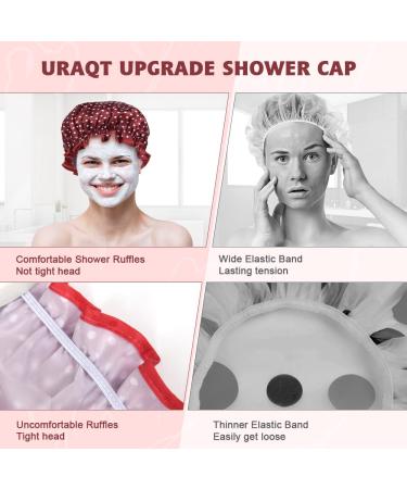 Uraqt Waterproof Shower Hood - 2 Pack | Large Elastic Reusable Shower Cap for Women & Girls | Ideal for Home Hotel & Travel | Stylish Point Pattern - Buy Online on GoSupps.com