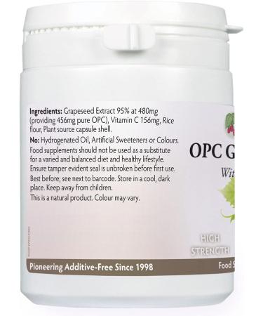 High Strength Pure OPC Grapeseed Extract Capsules 456mg with Vitamin C - Vegan Friendly, Magnesium Stearate Free - Protects Cells - No Additives - Buy Online on GoSupps.com