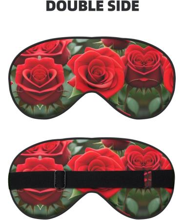 Red Rose Flowers Print Double-Sided Eye Mask | Soft & Light Blocking for Better Sleep Quality | International Shipping Available - Buy Online on GoSupps.com