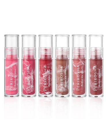 6 Pack Nourishing, Moisturizing, Long Lasting Lip Gloss, Shiny Finish, Non-Greasy Texture, Lightweight, High Pigmented