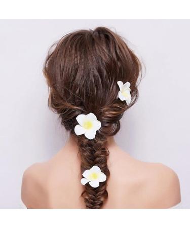 12Pcs White Hawaiian Plumeria Flower Hair Clip Set - Foam Hair Pins for Beach Wedding Party (2.4 Inch) - Buy Online on GoSupps.com