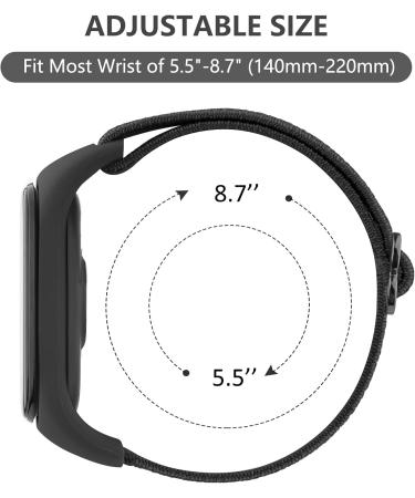 Buy WANME Black Elastic Nylon Replacement Bracelet for Xiaomi Mi Band 6 & Amazfit Volume 5 - Comfortable Wristband for Men & Women - Buy Online on GoSupps.com