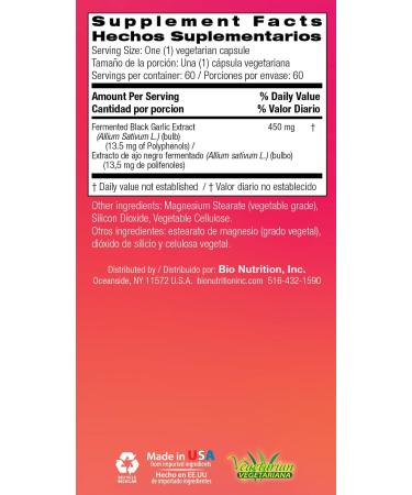 Bio Nutrition Fermented Black Garlic - 60 Vegetarian Capsules Pack of 1 - Buy Online on GoSupps.com