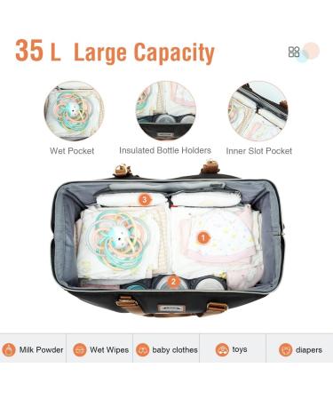 Lekebaby Baby Changing Bag Nappy Tote Diaper Bag with Storage | Messenger Bag for Mom and Dad | Black - Buy Online on GoSupps.com