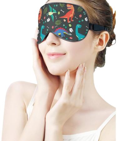 Colorful Dinosaur Sleep Mask - Adjustable Strap Eye Cover for Uninterrupted Sleep - Perfect for Men and Women - Ideal for Travel and Nighttime Use - Buy Online on GoSupps.com