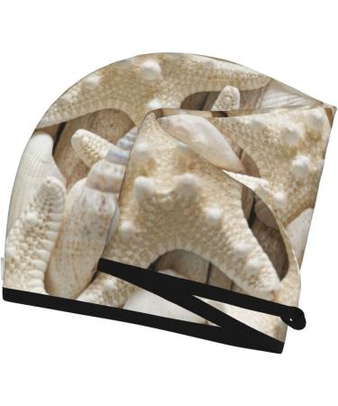 Starfish & Sea Shells Microfiber Hair Towel - Soft Super Absorbent Coral Velvet Wrap for Long Curly & Thick Hair - Buy Online on GoSupps.com