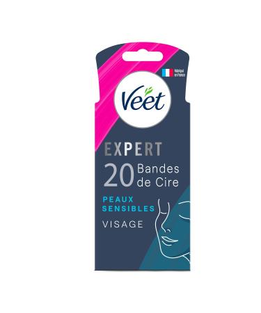 Veet Expert - 20 Strips of Cold Wax Face - Sensitive Skin - Perfect Finish - Long-Lasting Hair Removal