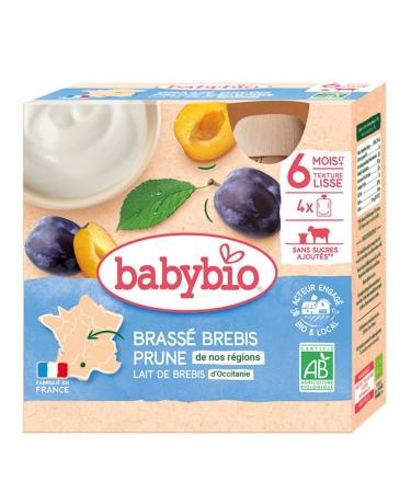 Babybio - French sheep's milk - Aquitaine Plum Brewed Gourds 4x85 g - 6+ Months - ORGANIC