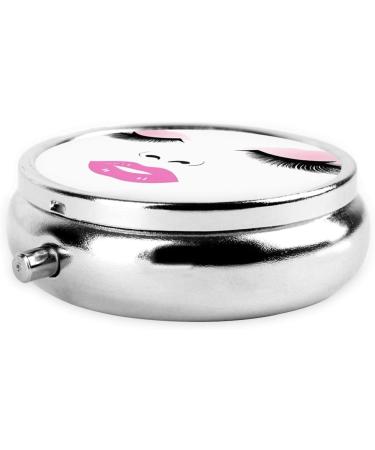 Buy Eyelash Lip Printed Mini Round Pill Box | 3 Compartment Travel Pill Organizer | Portable Medicine Case for Home & Office - Buy Online on GoSupps.com