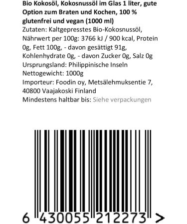  FOODIN FOODIN Virgin & Natural Coconut Oil Cold Pressed Organic Coconut Oil Ideal for Skin & Hair Raw Quality - Great for Roasti - Buy Online on GoSupps.com