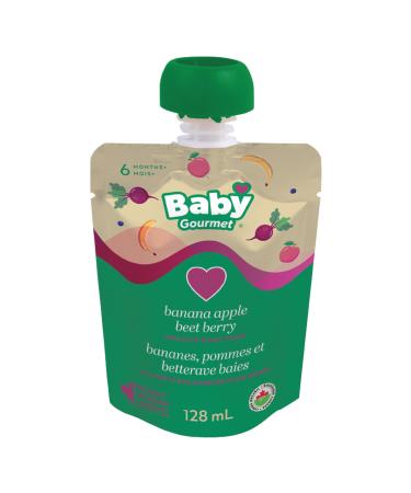 Baby Gourmet Organic Puree Baby Food Pouches - Banana Apple Beet Berry - No Added Sugar Or Salt Non GMO No Fillers Gluten Free Kosher (128ml) - 12 Pack