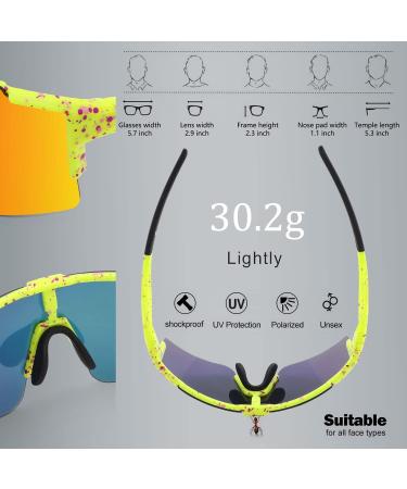 BangLong Polarized Cycling Sunglasses with 3 Interchangeable Lenses for Men Women - Ideal for Running & Baseball - Yellow Orange - Buy Online on GoSupps.com