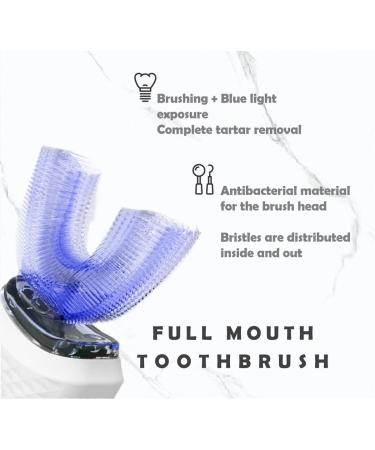 Ultrasonic Electric Toothbrush Adult U Shaped Toothbrush 4 Modes Whole Mouth Toothbrush Whitening Wireless Charging IPX7 Waterproof(White) - Buy Online on GoSupps.com