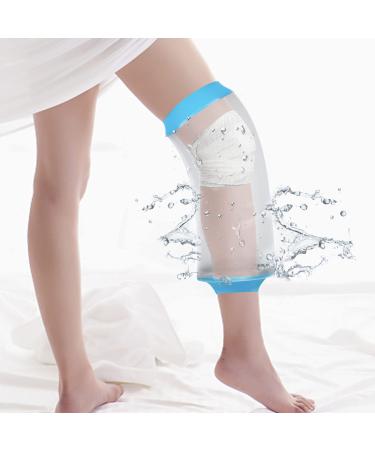 SUPERNIGHT Waterproof Cast Cover for Shower, PICC Line Covers for Knee, Watertight Reusable Cast Protector for Leg Surgeries Wound Bandage Adult Knee Blue