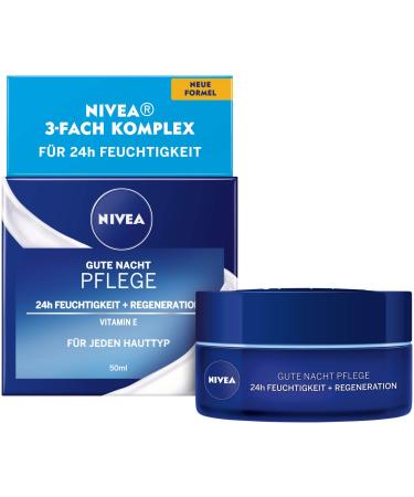 Nivea Good night care 24h moisture + regeneration (50 ml) face cream for skin regeneration overnight night cream with vitamin E Lotus extract and antioxidant 50ml - old version