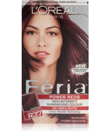 L'Oreal Paris Feria Multi-Faceted Shimmering Permanent Hair Color  R37 Blowout Burgundy (Deep Burgundy)  Pack of 1  Hair Dye 1 Count (Pack of 1) REDS R37 Blowout Burgundy (Deep Burgundy)