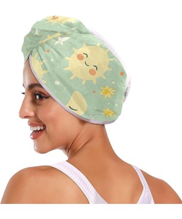 Buy Cute Sun Moon Hair Towel 2 Pack | Super Absorbent Quick Dry Hair Turbans for Women & Girls - International Shipping Available - Buy Online on GoSupps.com