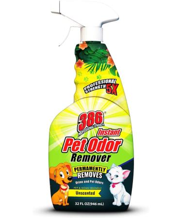 386 Professional Strength Pet Odor Eliminator for Home  Premium Odor Neutralizer for All Surfaces - Multipurpose Urine Remover for Dogs and Cats  Unscented, Long-Lasting No Enzyme Formula