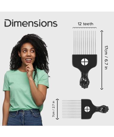 Metal Afro Comb - Smooth & Sturdy Detangling Styling Hair Pick for Curly Hair - Home & Salon - Buy Online on GoSupps.com