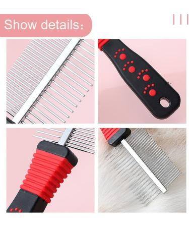 Dog Cat Comb Dog Grooming Comb Pet Cat Dog Grooming Brush Comb Trimmer Tool Double Sided Fur Rake Tool Pet Comb Stainless Steel Round Wide Dense Teeth Metal Pet Combs - Buy Online on GoSupps.com