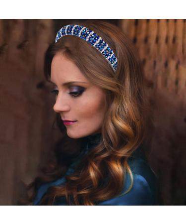 scicent Bridal Hair Accessories for Women Blue Hairbands for Girls Fashion Glitter Sparkly Diamond Head Bands Embellished Pearl Beaded Headbands Wide Non-Slip Hair Hoops - 26511 - Buy Online on GoSupps.com