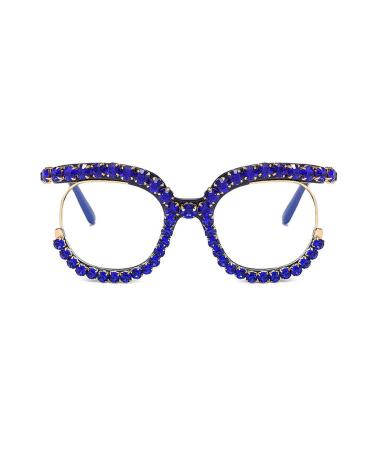 laureles Rhinestone Glasses Blue Light Blocking Eyewear Frames Oversized Round Diamond Eyeglasses for Women