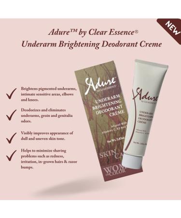 Clear Essence Adure Underarm Brightening Deodorant Cream - Dark Spot Corrector for Body Intimate Areas - Gentle Formula for Odor Removal 2.82oz - Buy Online on GoSupps.com