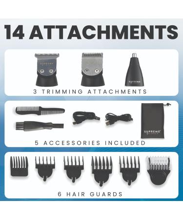 Buy Supreme Trimmer Multigroomer SMG3030 + Solo Foil Shaver Kit | 14PC Wet/Dry All-in-One Beard & Face Trimmer | Ideal for Barbers & Home Use - Fast International Shipping - Buy Online on GoSupps.com