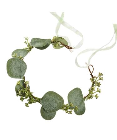 FIDDY898 Flower Crown Greenery Boho Headband Festival Wedding Flower Girl Headpiece Wreath Photo Hair Prop (Headpiece) 2039