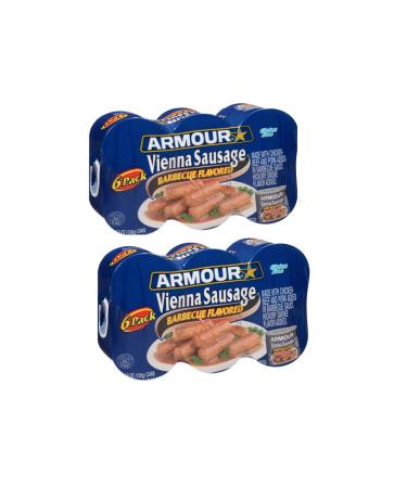 Armour Vienna Sausage - Barbrcue Flavored 4.6oz 6 cans each (2 Pack)