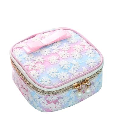 HEVIRGO Sanitary Napkin Storage Bag Period Bag for Teen Girls Reusable Portable Zipper Bags Pouch Mesh Embroidery Bowknot Women Cosmetics Sanitary Pad Storage Bag Zipper Pouch Pink