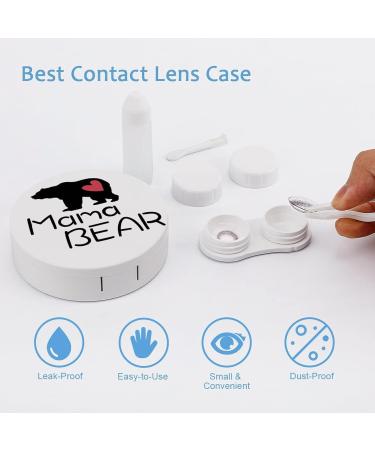 Mama Bear Heart Round Case For Contact Lens Kit Storage Box with Mirror Printed - Buy Online on GoSupps.com