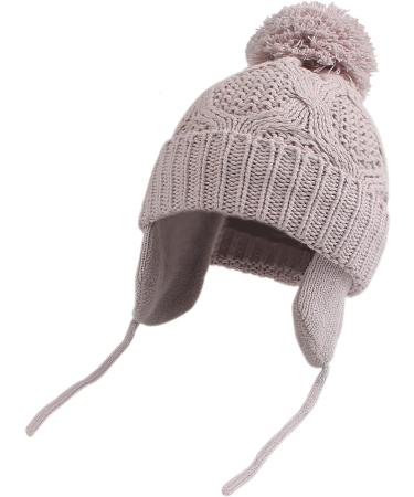 Pesaat Knitted Baby Winter Beanie with Earflap and Pompom | Fleece Lined Infant Toddler Hat for Boys and Girls (6-12 Months, Grey) - Buy Online on GoSupps.com