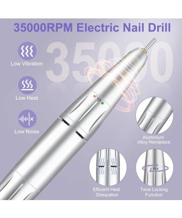 35000RPM Electric Nail Files Rechargeable 4000mAH Professional Cadrim Super Portable Nail Drill Acrylic Gel Kit Beginners Adjustable Speed Free Direction LCD Display Electric Set Manicure Pedicure Kit White - Buy Online on GoSupps.com