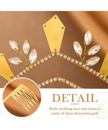 Zoestar Rhinestone Tiaras and Crowns Gold Mirror Tiara Headband Crystal Bridal Headwear for Women - Buy Online on GoSupps.com